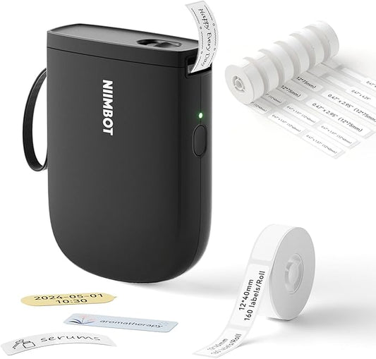NIIMBOT D11 New Version Label Maker Machine with Tape,300DPI Bluetooth Label Printer, Portable Thermal Printer,Sticker Maker for Organizing Home Office School,Black