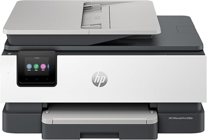 HP OfficeJet Pro 8125e Wireless All-in-One Color Inkjet Printer, Print, scan, Copy, ADF, Duplex Printing Best-for-Home Office, 3 Month Instant Ink Trial Included, AI-Enabled (405T6A)