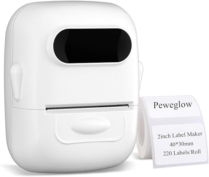 P50 2 Inch Label Makers, Bluetooth Label Maker Printer with 1pc 40x30mm Label, Portable Thermal Printer for Small Business, Retail, Clothing, Jewelry, QR Code Support Phone & Pc (White)