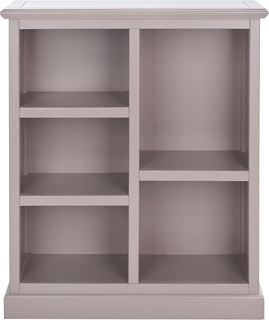 SAFAVIEH Home Collection – Maralah 5-Shelf Solid Wood Bookcase, Grey Mauve, 25" Wide Storage Display Shelf, Fully Assembled (AMH6634C)