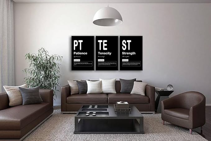 Patience Tenacity Strength Motivational Art - Inspiring Poster, Canvas Print, Office Wall Decor, Framed Inspirational Quotes - Ready to Hang [72" W x 36" H]