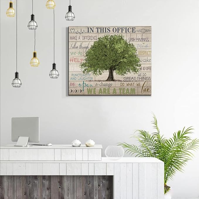 Inspirational Quotes Wall Art Prints Motivational Sayings Wall Decor Rustic Green Tree Picture Posters Framed Canvas Wall Decor for School Office Classroom College Decoration, 20x24 Inch