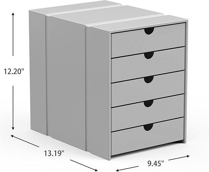 Modern Steel 5-Drawer File Cabinet For Desk, Document Storage Box, Office Desktop Filing Organizer, Drawer Organizer, desk caddy (Grey)