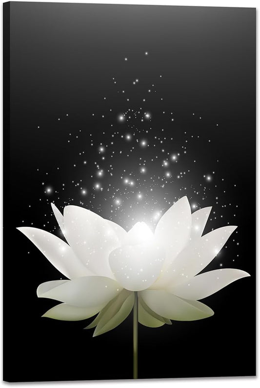 Lotus Flower Canvas Print Wall Art Pictures for Modern Wall Decor Artwork Spiritual Meditation Prints on Canvas Wall Decor for Yoga Room Framed (24x 36inch)