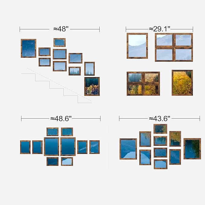 Rustic Picture Frames,10 Pack Collage Picture Frames,Gallery Wall Frame Set with Two 8x10, Four 5x7, Four 4x6, Farmhouse wood Photo Frames for living room Wall Gallery Decor or Desk, rustic brown