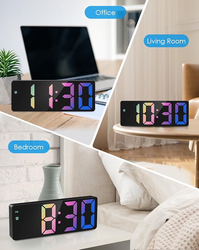 AMIR Upgraded Digital Alarm Clocks for Bedrooms, LED Digital Clock with Dual Power Supply, 12/24H, Dimmable,DST,Snooze,Desk Clock for Home Office School