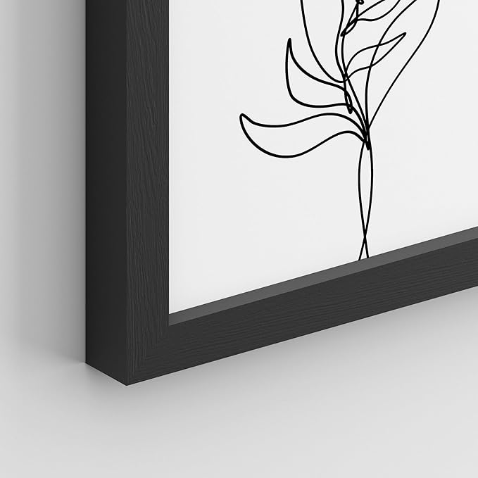 SIGNWIN Framed Poster Bathroom Decor 11"x14"x 8 Black, Wall Art Room Decor Multicolor for Living Room, Bedroom, Office Green Snake Plant Paint Stroke Flowers Nature Abstract Shapes