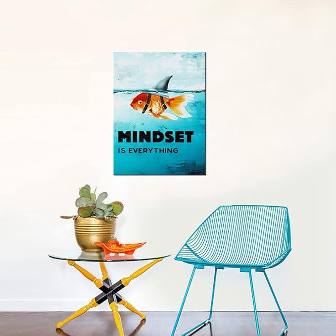 Motivational Goldfish Print Artwork Painting Picture Home Bedroom Office Decoration Inspirational Canvas Wall Art Entrepreneur Quotes Poster Printed Wall Art Frame Ready to Hang[18" W x 24" H]