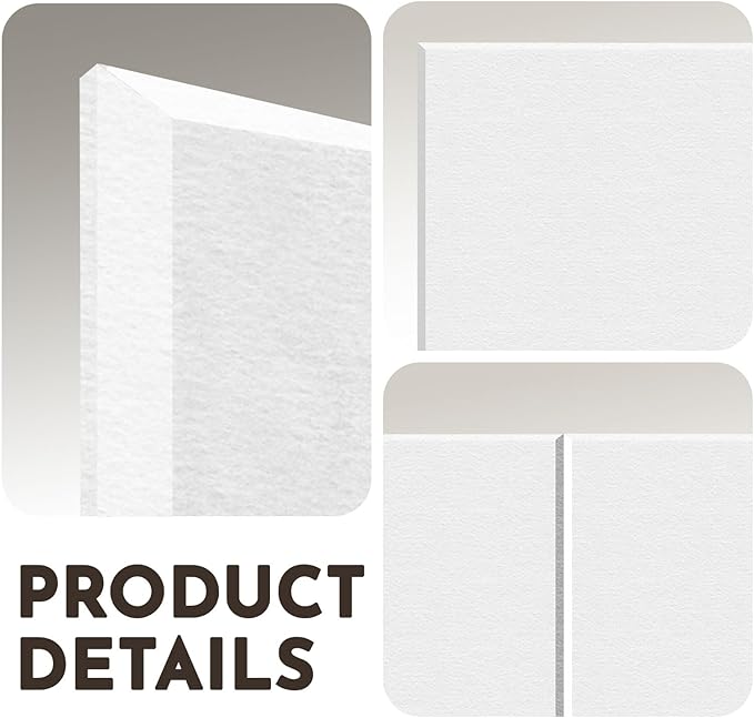 MISSDAY White Acoustic Wall Panel Felt Bulletin Board 48" x 36" Cork Board for Wall, 12-Pack Boards with 72 Removable Adhesive Tabs, 50 Pins, Pin Board for Home Office Classroom Soundproof Wall Tile