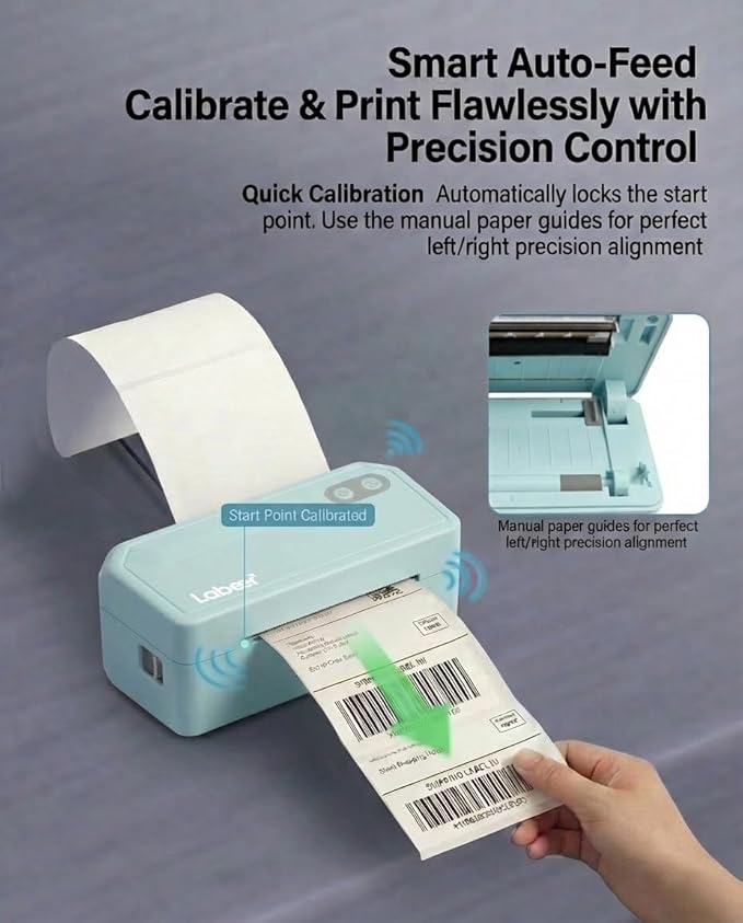 Labeer Bluetooth Thermal Label Printer, 4x6 Wireless Label Printer for Shipping Packages, Small Business Office or Home, Compatible with Windows, Mac, Android, iOS, Shopify, Etsy, UPS