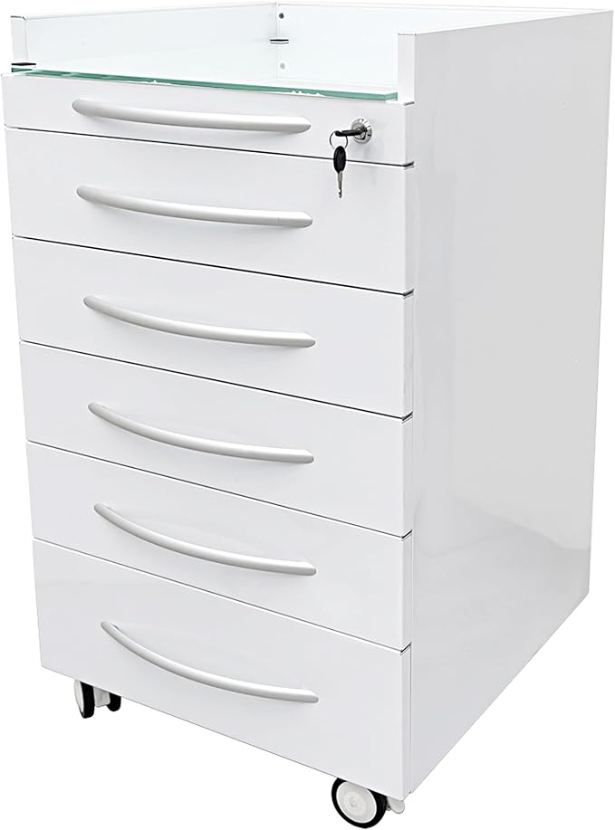 Storage Cabinet Office Mobile File Cabinet 5 Drawers Utility Mobile Storage Cabinet Stainless Steel Moving Side Cabinet Portable Storage Device with Brake Wheels