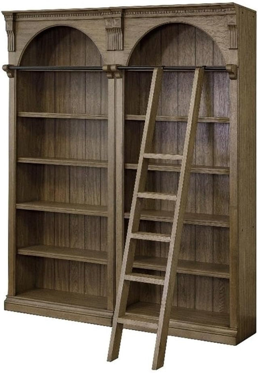 Martin Furniture Traditional 8' Tall Wood Bookcase Wall with Ladder Office Storage Brown