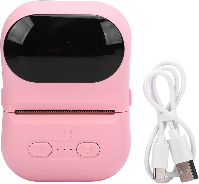 VBESTLIFE Mini Portable Thermal Printer Print Pod, Inkless Bluetooth Label Maker Machine for DIY Crafts, Journaling, Office & Home Use (Pink)