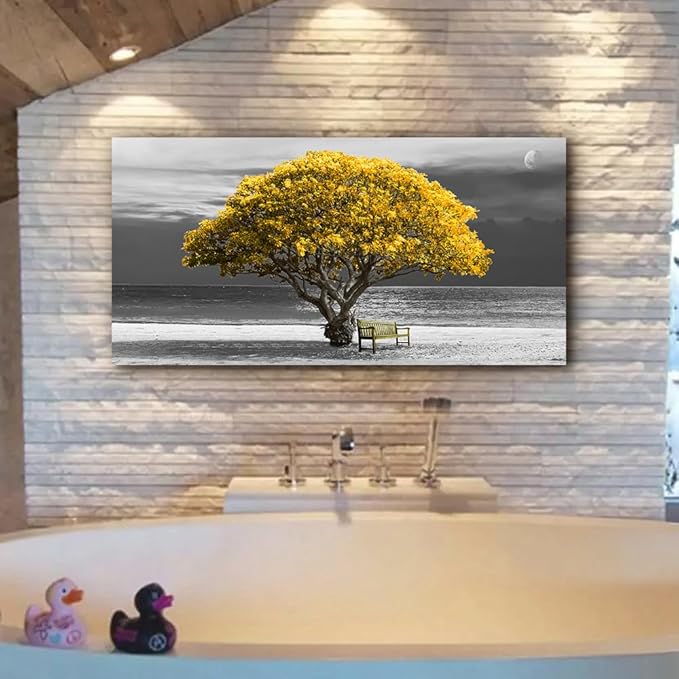 Wapluam Canvas Wall Art For Living Room, Office, Bedroom - Black And White Landscape Wall Paintings - Framed Wall Pictures - Artwork Mural - 20x40 inch