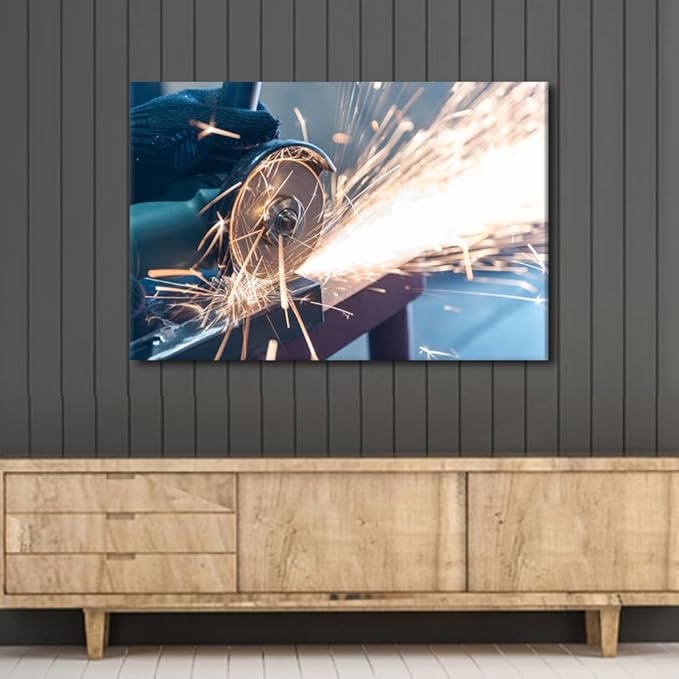 Large Canvas Wall Art Cutting Metal Canvas Painting Wall Art Machine Wall Decor Modern Artwork for Home Walls Framed Wall Art Home Wall Decor Canvas Wall Art Ready to Hang, 24" x36"