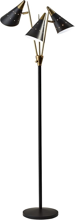 Adesso 3249-01 Floor-Lamps, Black/Antique Brass