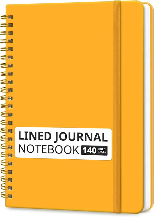 Taja Lined Spiral Journal Notebook for Women & Men, 140 Pages, College Ruled Hardcover Notebook for Work & Note Taking, Journals for Writing, A5(5.7" x 7.9") – Yellow