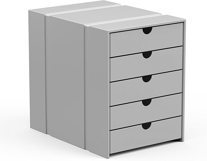 Modern Steel 5-Drawer File Cabinet For Desk, Document Storage Box, Office Desktop Filing Organizer, Drawer Organizer, desk caddy (Grey)