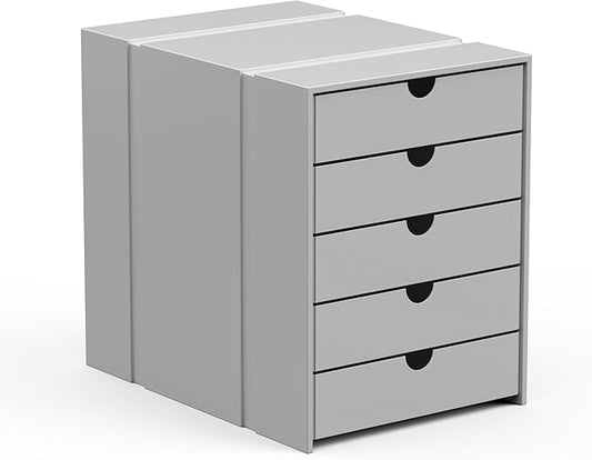 Modern Steel 5-Drawer File Cabinet For Desk, Document Storage Box, Office Desktop Filing Organizer, Drawer Organizer, desk caddy (Grey)