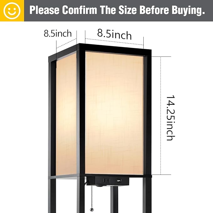 OUTON White Linen Texture Lamp Shade 14.25 x 8.5 x 8.5 inch for Shelf Floor Lamp
