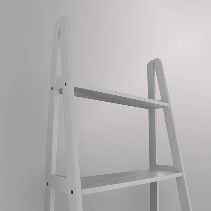 Casual Home 100% Solid Wood 5-Shelf Ladder Bookcase, Standard, 72"H, White