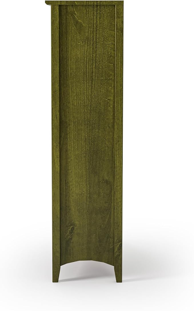 Camaflexi Shaker Style 4 Shelf Bookcase/Solid Wood / 48" High/Adjustable Shelving/Closed Back/Display Bookshelf for Living Room, Bedroom, Home and Office, Olive Grove Green