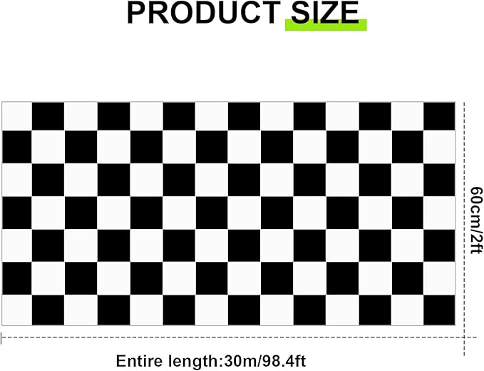 Tenceur Bulletin Board Paper 24 Inch x 100ft Fade Resistant Paper Roll for Classroom Decor (Checkerboard)