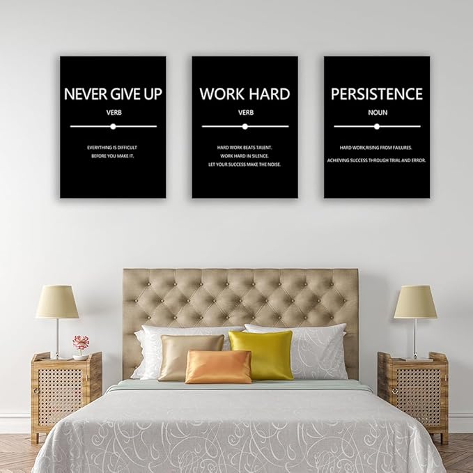 Inspirational Success Canvas Wall Art - Hustle Posters Prints - Entrepreneur Quote Wall Picture - 3 Pieces Artwork - Framed - Easy to Hang (72'Wx36'H)
