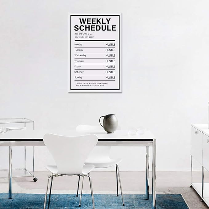 Yatsen Bridge Success Motivational Wall Art Inspirational Entrepreneur Quotes Canvas Painting Modern Inspiring Weekly Schedule Hustle Posters Prints Artwork Decor for Home Offce Framed (24”Wx36”H)