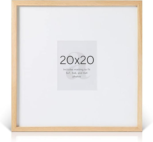 artisane home goods - Gallery Frame 1.0, Picture Frame, 20x20 White Oak, Gallery Wall Frame Set, Large Picture Frame, Oversized Mat (4x4, 4x6, and 5x7)