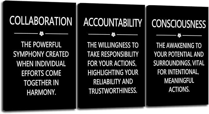 3 Pieces Motivational Entrepreneur Office Decor Inspirational Canvas Wall Art Quote Accountability Picture Wall Paintings Artwork for Bedroom Home Living Room Posters Wall Decor [48" W X 24" H]