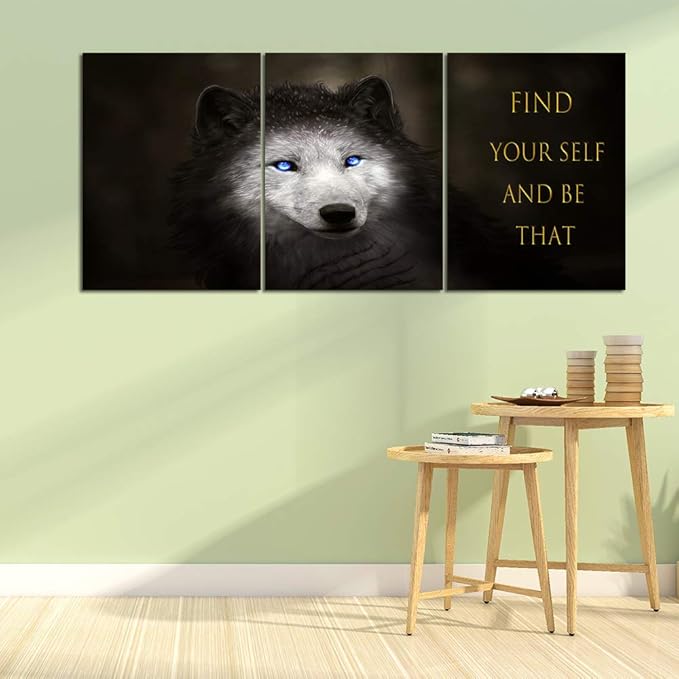 Yetaryy Wolf Canvas Quotes Wall Art Inspirational Entrepreneur Motivational Attitude Posters and Prints Inspirational Home Decor Decals Wall Painting Morden Animal Poster Wall Decor - 60" W x 28" H