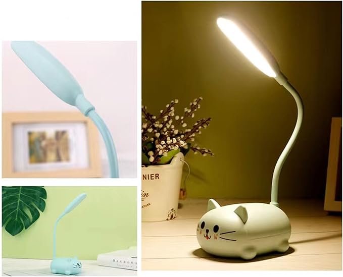LED Desk Lamp for Kids,Mini Cat Night Light, Cute Cat Foldable USB Rechargeable Reading Light Bedroom Children's Bedside Study (Blue)