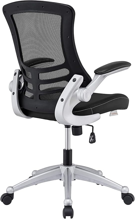 Modway Attainment Mesh Back and Vinyl Seat Modern Office Chair in Black
