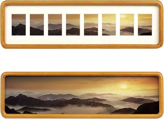 Hans 4"x16" Frames Collage Photo Frame Single Mat with Eight 1.5x2.5 Openings and Satin Solid Frame Horizontal or Vertical(8 Openings)