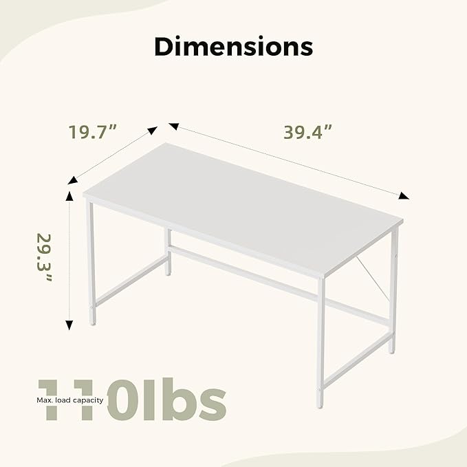 Mericonia 40 inch Computer Desk, Gaming Desk for Small Spaces, Modern Simple Style Table for Home Office, Study Student Writing Table