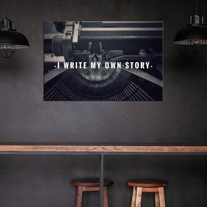 Inspirational Office Wall Art Motivational Posters I write My Own Story with Vintage Styled Background Canvas Painting Pictures Prints Artwork Decor for Study Room Classroom Home Wall Decor-36 Wx24 H
