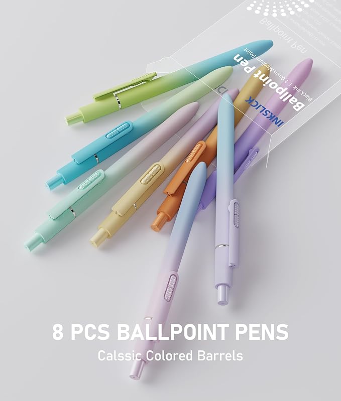 16 Pack Black Pens - 1.0mm Medium Point Ballpoint Pens | Smooth Writing Retractable Black Ink Pen for Nurses, Women, Adults, School, Office (Gradient-16pcs)