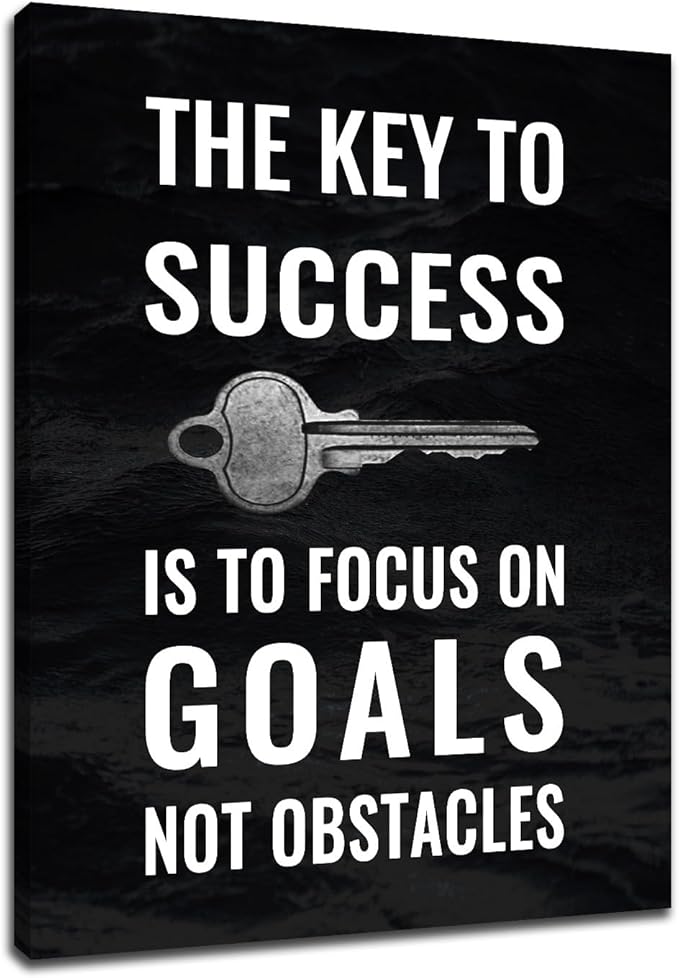 The Key to Success Inspirational Canvas Wall Art Poster Print Motivational Quotes Inspiring Positive Energy Painting Artwork for Living Room Office School Gym Stretched the Framed [30''Wx 40''H]