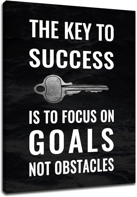 The Key to Success Inspirational Canvas Wall Art Poster Print Motivational Quotes Inspiring Positive Energy Painting Artwork for Living Room Office School Gym Stretched the Framed [30''Wx 40''H]