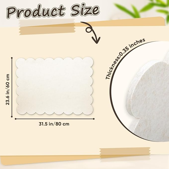 Scalloped Felt Bulletin Board, Self-Adhesive Cork Board Alternative, 31 x 24 Inches Foldable Bulletin Boards for Wall, Decorative Pin Board Vision Board for Home Office School (Beige,6080)