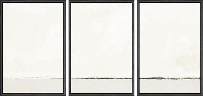 SIGNWIN Framed Canvas Print Wall Art Set Duotone Gray White Grunge Pastel Landscape Shapes Abstract Illustrations Modern Art Decorative Nordic Zen for Living Room, Bedroom, Office - 24"x36"x3 Black