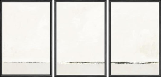 SIGNWIN Framed Canvas Print Wall Art Set Duotone Gray White Grunge Pastel Landscape Shapes Abstract Illustrations Modern Art Decorative Nordic Zen for Living Room, Bedroom, Office - 24"x36"x3 Black