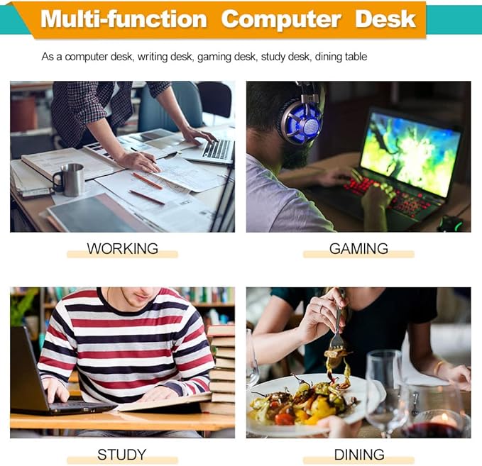 BestOffice 39 Inch Computer Desk Home Office Desk Writing Study Table Modern Simple Style PC Desk with Metal Frame Gaming Desk Workstation for Small Space (Black)
