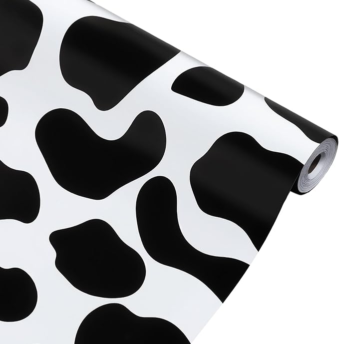 Tenceur Wrapping Paper Roll Bulletin Board Borders Paper Fade Resistant Decorative(24 Inch X 100ft,Cow Pattern)