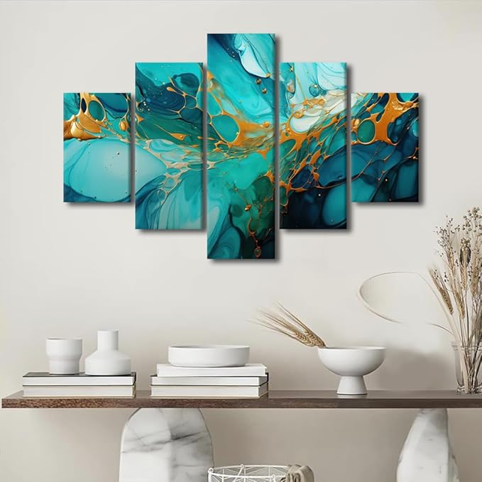 5 Panel Canvas Wall Art Decor for Home Modern Living Room Wall Art Abstract Colorful Art Poster Prints on Canvas for Minimalist Enthusiasts Bedroom Office Wall Decor Stretched Ready to Hang 60x40 in
