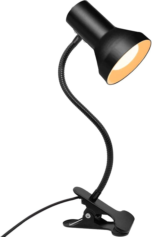 Desk Lamp Eye-Caring Table Lamps, 360°Rotation Gooseneck Clip on Lamp, Portable Reading Book Light, Clamp Light Eye-Caring Study Desk Lamps for Bedroom and Office Home Lighting-Black