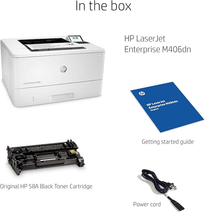 HP LaserJet Enterprise M406dn Monochrome Duplex Printer (3PZ15A) (Renewed)
