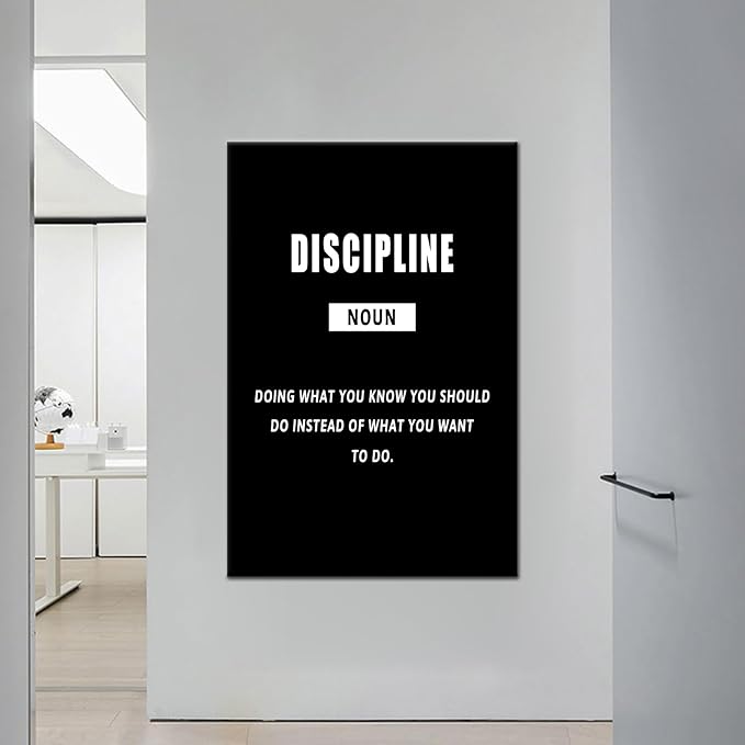 Discipline Inspirational Quotes Wall Art Motivational Poster Print Modern Artwork Positive Entrepreneur Quotes Picture for Office Classroom Gym Home Framed Ready to Hang [24''Wx36''H]