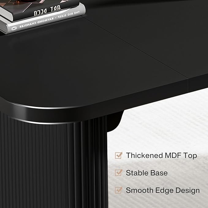 Tribesigns 62-Inch Modern Executive Desk, Wood Office Desk, Large Aesthetic Computer Desk with Double Pedestal, Workstation for Home Office (Black)